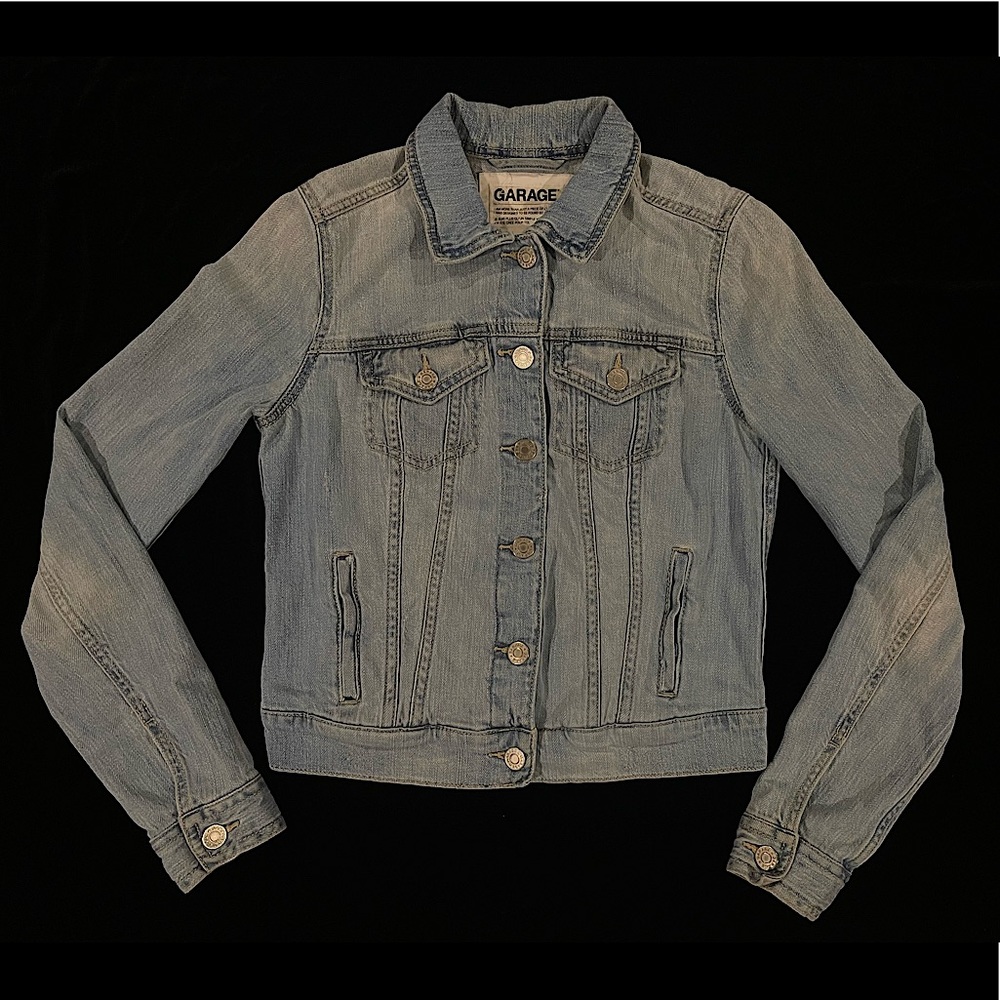 Garage pale wash cropped denim jacket